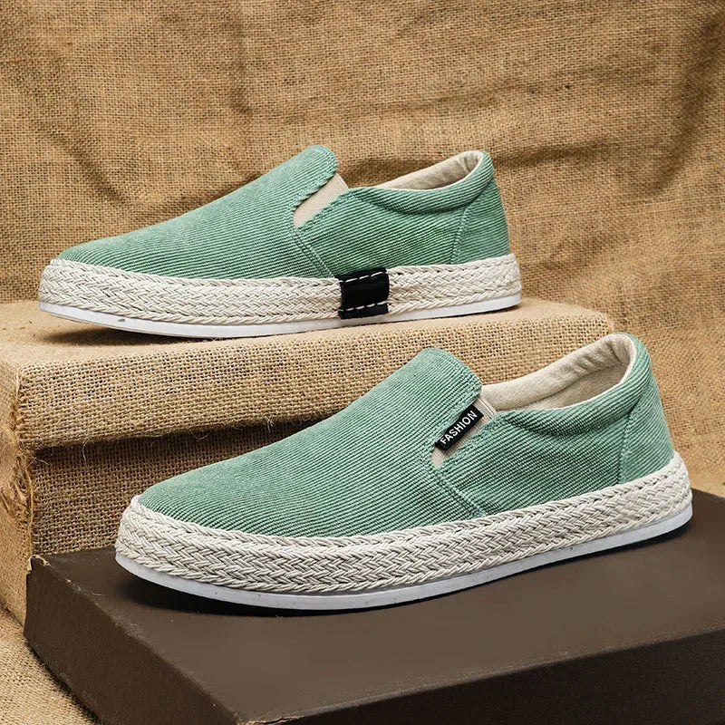 Zapatos de lona para hombre de Beijing, zapatillas informales transpirables sin cordones con punta redonda y suela de goma, calzado de ocio sin cuero para primavera y verano