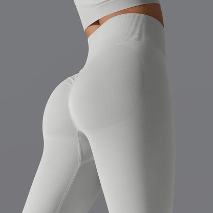 Leggings deportivos de yoga para mujer, sin costuras, cintura alta, elásticos, color sólido, para gimnasio, correr, secado rápido, realce y efecto moldeador.