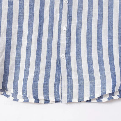 Camisas de lino para hombre, camisas de verano, rayas, estilo casual de negocios, para uso diario, amarillas, rosas, azul marino, verdes, manga larga, solapa, talla 6XL