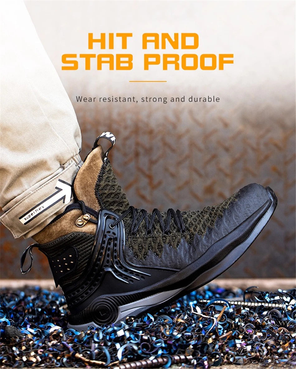 Botas de trabajo de seguridad para hombre con puntera de acero, nuevas, antiaplastamiento y antipinchazos. Calzado antideslizante para hombre, modelos para las cuatro estaciones.