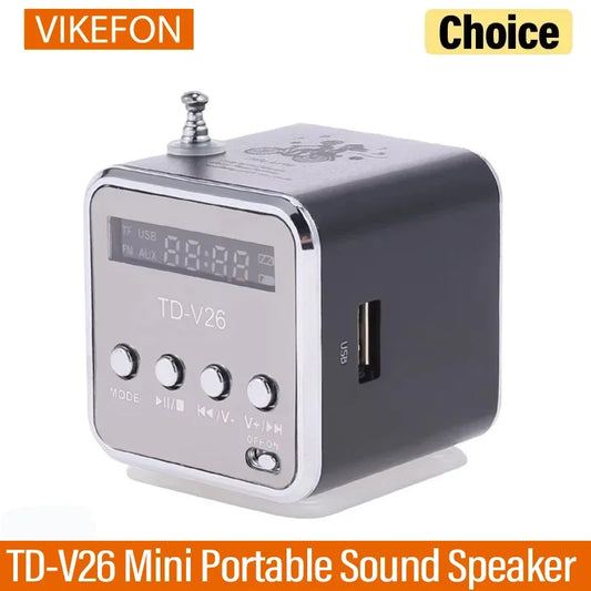 Mini altavoz portátil VIKEFON TD-V26 con tarjeta TF, radio FM, reproductor de música estéreo AUX, altavoz Bluetooth para exteriores, elegante y para fiestas.