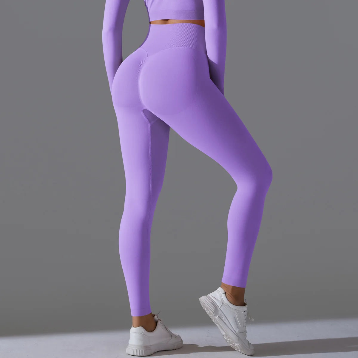Leggings deportivos de yoga para mujer, sin costuras, cintura alta, elásticos, color sólido, para gimnasio, correr, secado rápido, realce y efecto moldeador.