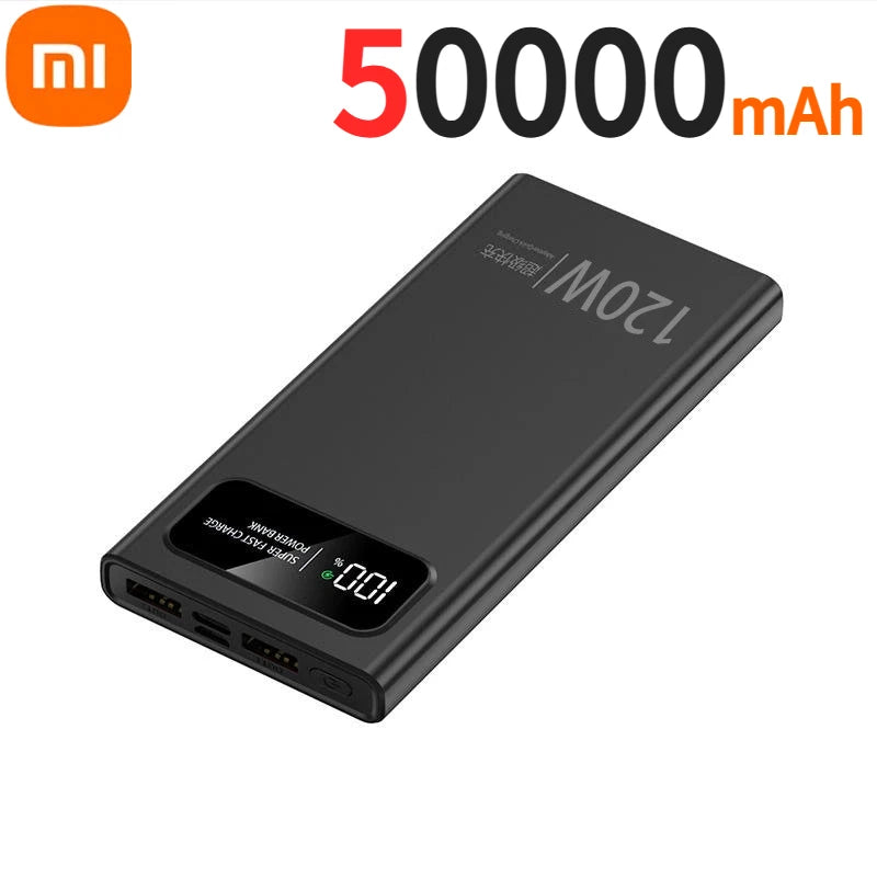 Banco de energía Xiaomi de 500.000 mAh y 120 W con carga ultrarrápida y pantalla digital de alta capacidad para iPhone, Samsung y Huawei.