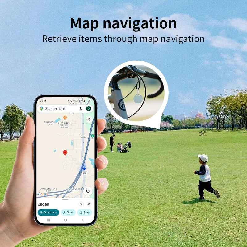 Rastreador GPS Bluetooth original de la marca RSH para teléfonos Android. Funciona con la aplicación Google Find My. Buscador de llaves para mascotas para Xiaomi y Samsung Pixel.