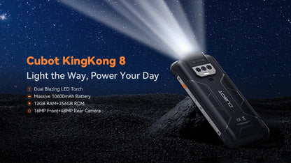 Cubot KingKong 8, smartphone Android resistente al agua y a los golpes, 12 GB de RAM (6 GB + 6 GB), 256 GB de ROM, batería de 10600 mAh, NFC, procesador de ocho núcleos, 4G, OTG.
