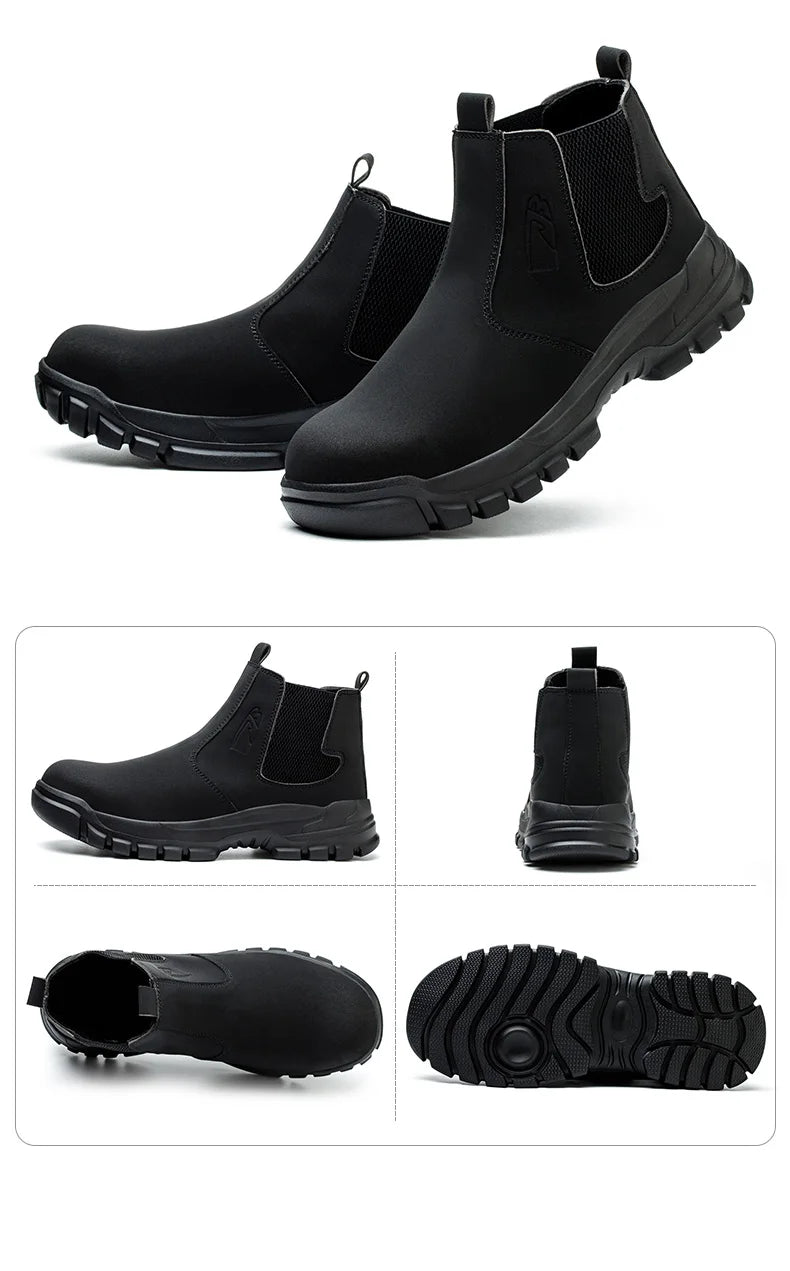 Botas de seguridad de caña alta para hombre, zapatos de seguridad impermeables con punta de acero, zapatos de soldador para construcción, zapatos de trabajo protectores, talla 47 48