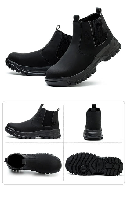 Botas de seguridad de caña alta para hombre, zapatos de seguridad impermeables con punta de acero, zapatos de soldador para construcción, zapatos de trabajo protectores, talla 47 48