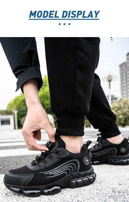 Small Size Rotary Buckle Work Safety Shoes For Men Air Soft Sole Lightweight Protective Work Sneakers Men and Women Shoes
