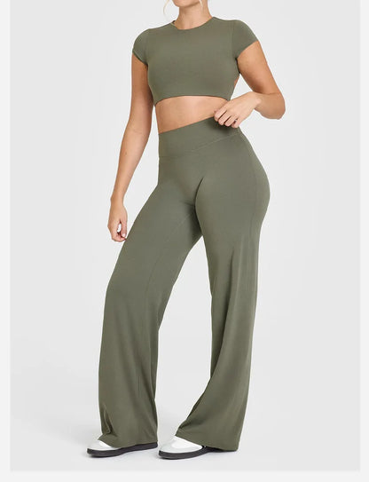 Pantalones deportivos rectos para mujer, sin la incomodidad de los pantalones de pierna ancha, ideales para yoga, ropa de fitness transpirable, pantalones casuales versátiles.