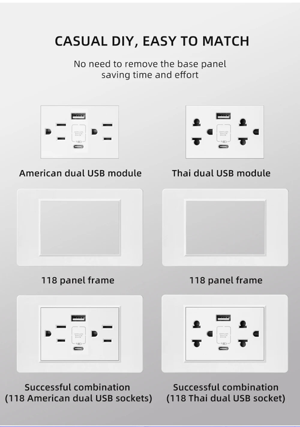 Adaptador de enchufe de pared USB Herepow serie 118 estándar estadounidense de Tailandia, tipo C, carga rápida de 3.1 A para electrodomésticos inteligentes Google Home