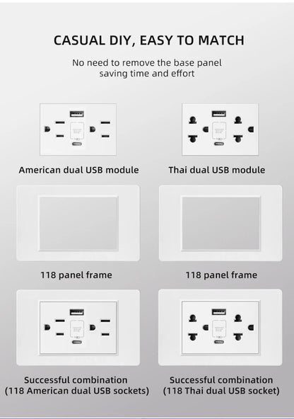 Adaptador de enchufe de pared USB Herepow serie 118 estándar estadounidense de Tailandia, tipo C, carga rápida de 3.1 A para electrodomésticos inteligentes Google Home