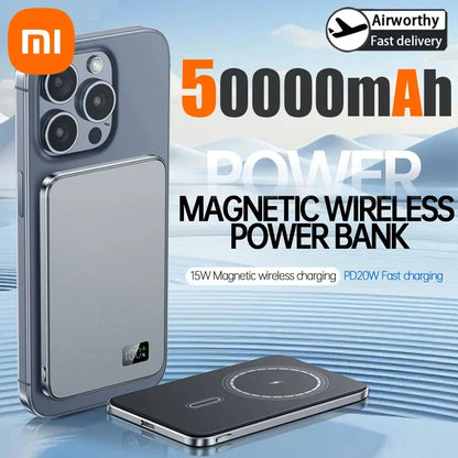 Batería externa inalámbrica magnética portátil Xiaomi de 500.000 mAh, PD22,5 W, carga rápida, compatible con Magsafe para iPhone y Samsung.