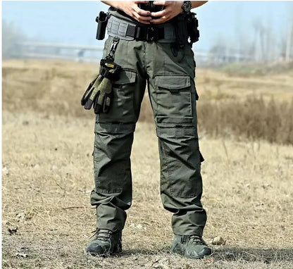 Tactical Cargo Pants Mens Multi-Pockets Wear-resistant Military Trousers Outdoor Training Hiking Fishing Casual Loose Pants Male