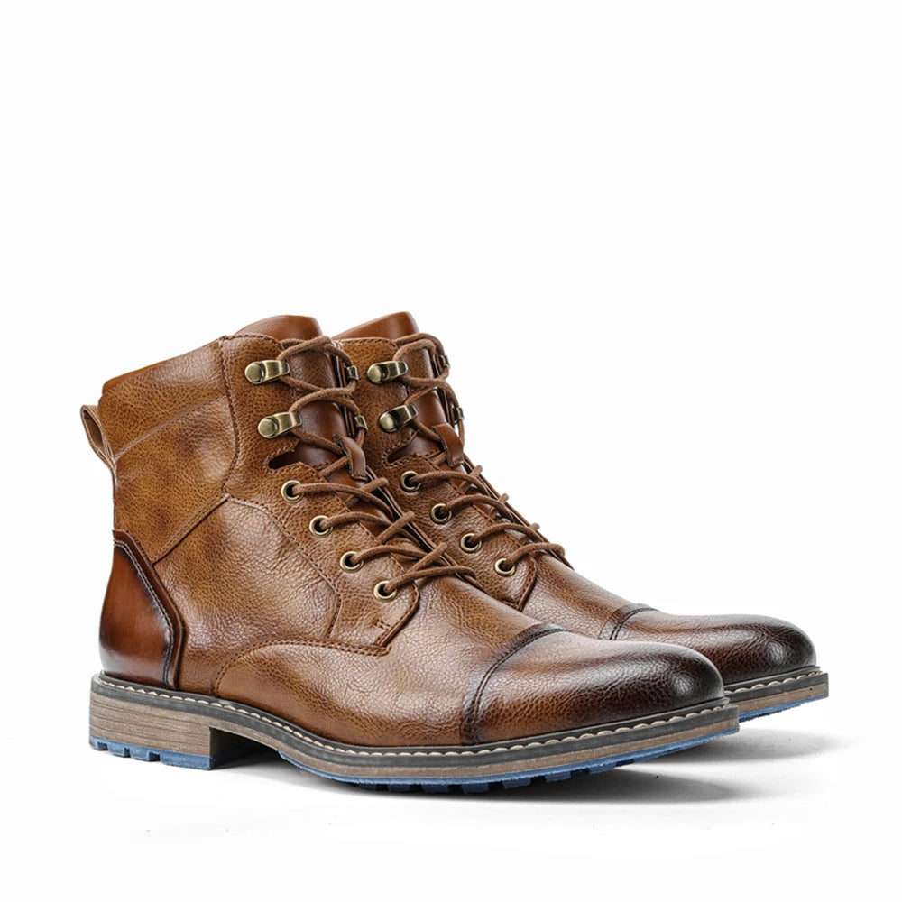 Botas retro para hombre, talla 7-13, moda 2023, cómodas botas de cuero para primavera.
