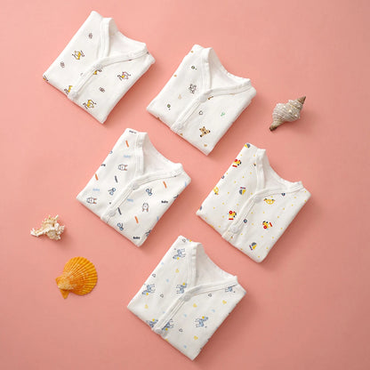Ropa interior para bebé de 0 a 3 meses, con dibujos animados, para el hogar, de algodón, con botones, para niñas y niños, camiseta de manga larga y pantalones largos.