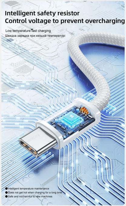 Cable USB C de carga rápida oficial PD de 60 W para iPhone 16, 15, 14, 13, 17 Pro Max, cable de datos tipo C tejido, accesorios de cargador, 1-10 unidades