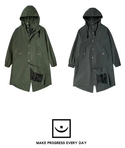 Gabardina de hombre, nueva chaqueta larga con capucha, estilo casual y cortavientos, ideal para otoño. Moda urbana coreana. Ropa masculina.