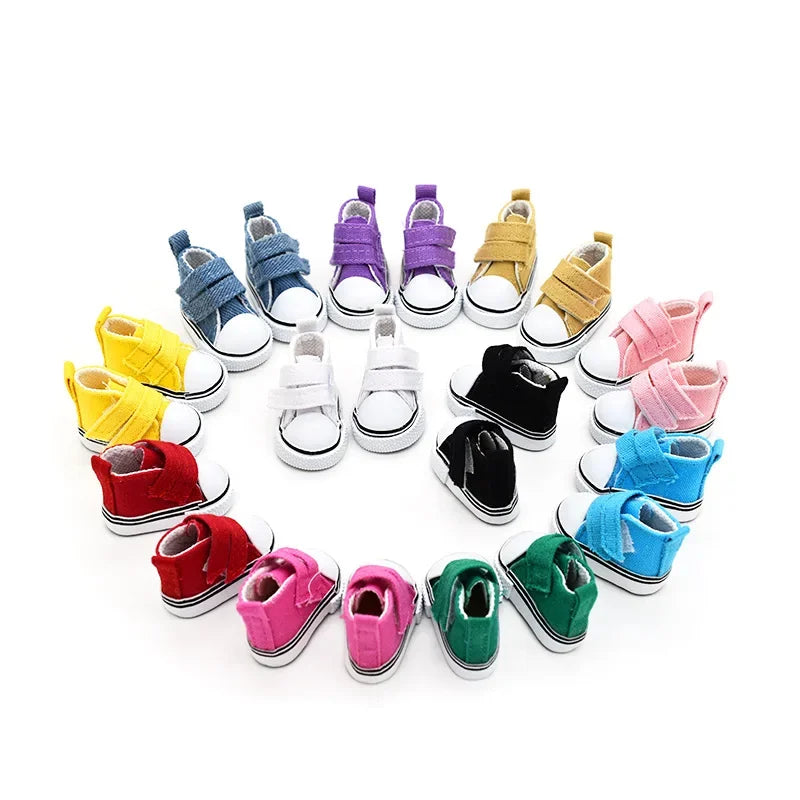 Accesorios BJD 5cm 1/6 Zapatos de muñeca Zapatos hechos a mano para muñecas Mini cordones de lona Accesorios de muñeca Juguetes casuales Regalo para niños