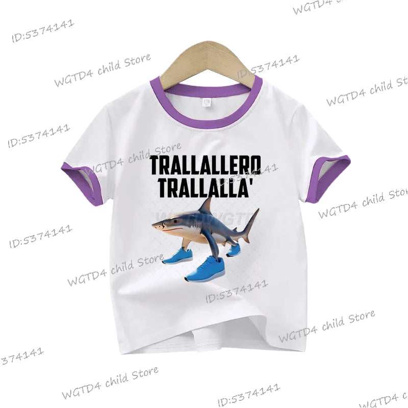 Ropa para niños: Camiseta estampada italiana Brainrot Tralalero Tralala para niños, moda para amantes de los tiburones, meme divertido, ropa para niños