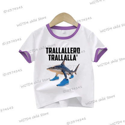 Ropa para niños: Camiseta estampada italiana Brainrot Tralalero Tralala para niños, moda para amantes de los tiburones, meme divertido, ropa para niños