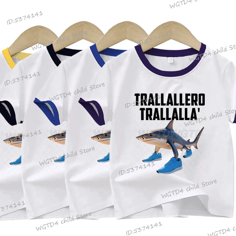 Ropa para niños: Camiseta estampada italiana Brainrot Tralalero Tralala para niños, moda para amantes de los tiburones, meme divertido, ropa para niños