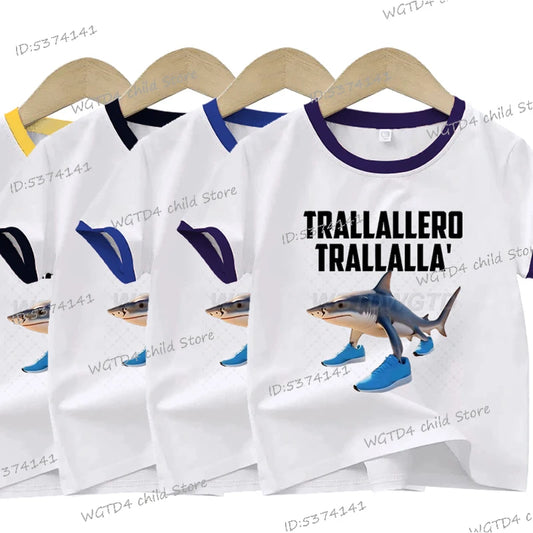 Ropa para niños: Camiseta estampada italiana Brainrot Tralalero Tralala para niños, moda para amantes de los tiburones, meme divertido, ropa para niños