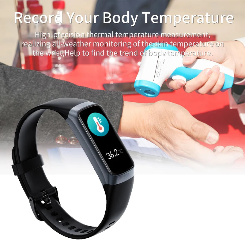 Reloj inteligente FOXBOX para hombre y mujer, resistente al agua IP67, con control de la temperatura corporal y rastreador de actividad física, LIGE