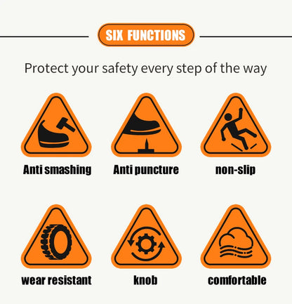 Calzado de seguridad para hombre con diseño de botones, puntera de acero, resistente a la compresión y suela antideslizante para trabajo en exteriores y talleres.
