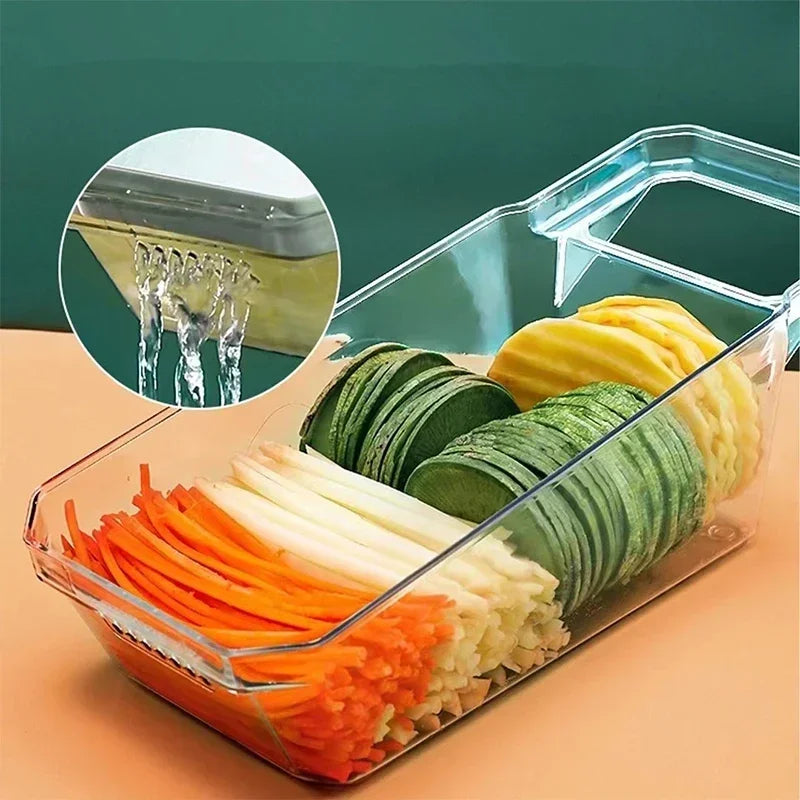 Mandolina cortadora de verduras 6 en 1: 6 cuchillas para cortar, juliana y triturar verduras fácilmente.