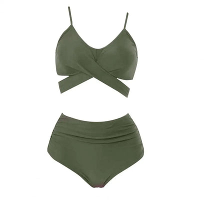 Summer Swimsuit  Stylish Cross Bandage Bra Panties Bikini Set  Breathable Bikini Set
