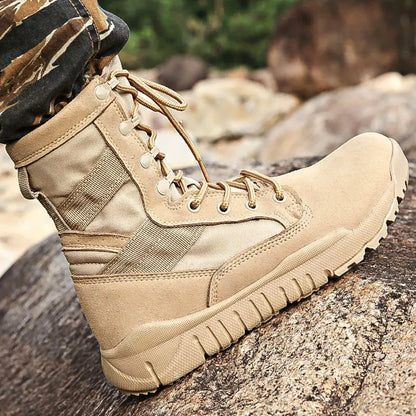 Botas altas de combate para hombre, ligeras, de lona, transpirables, para entrenamiento en la jungla, botas tácticas para senderismo en el desierto, hasta el tobillo