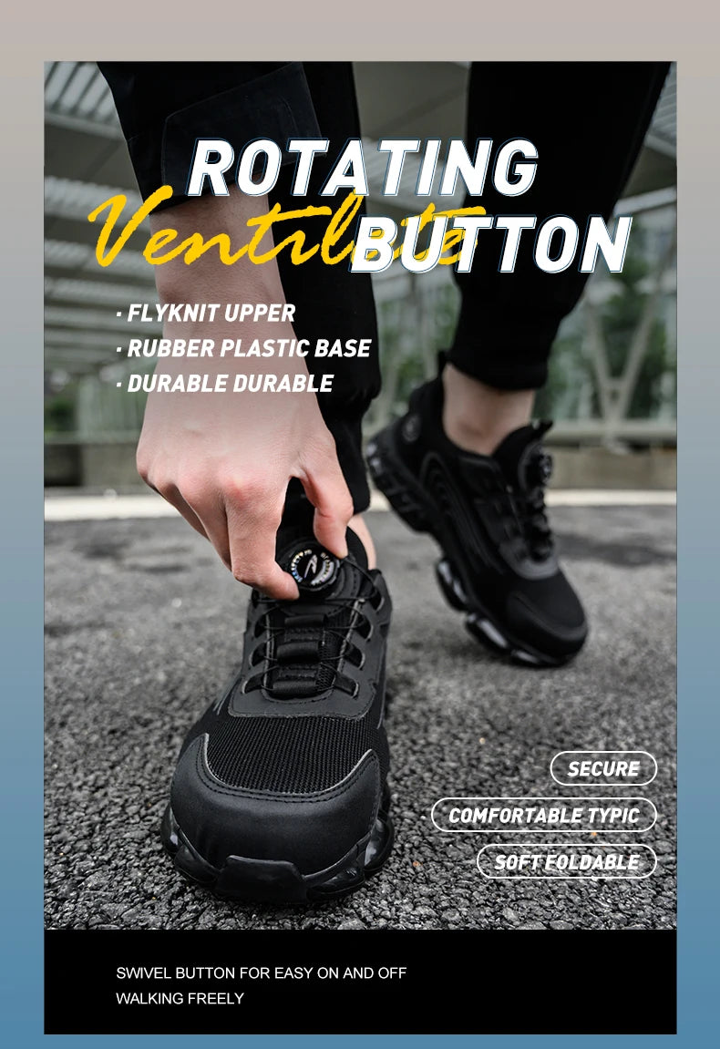 Small Size Rotary Buckle Work Safety Shoes For Men Air Soft Sole Lightweight Protective Work Sneakers Men and Women Shoes