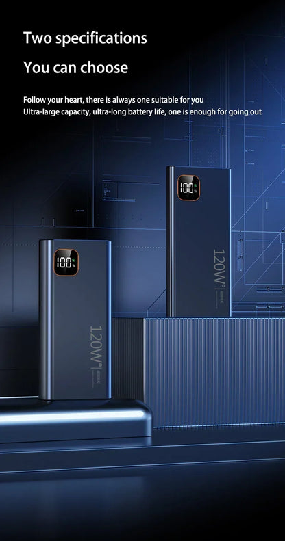 Batería externa portátil Xiaomi de 500.000 mAh y 120 W con carga ultrarrápida y gran capacidad, con pantalla digital para iPhone y Samsung.