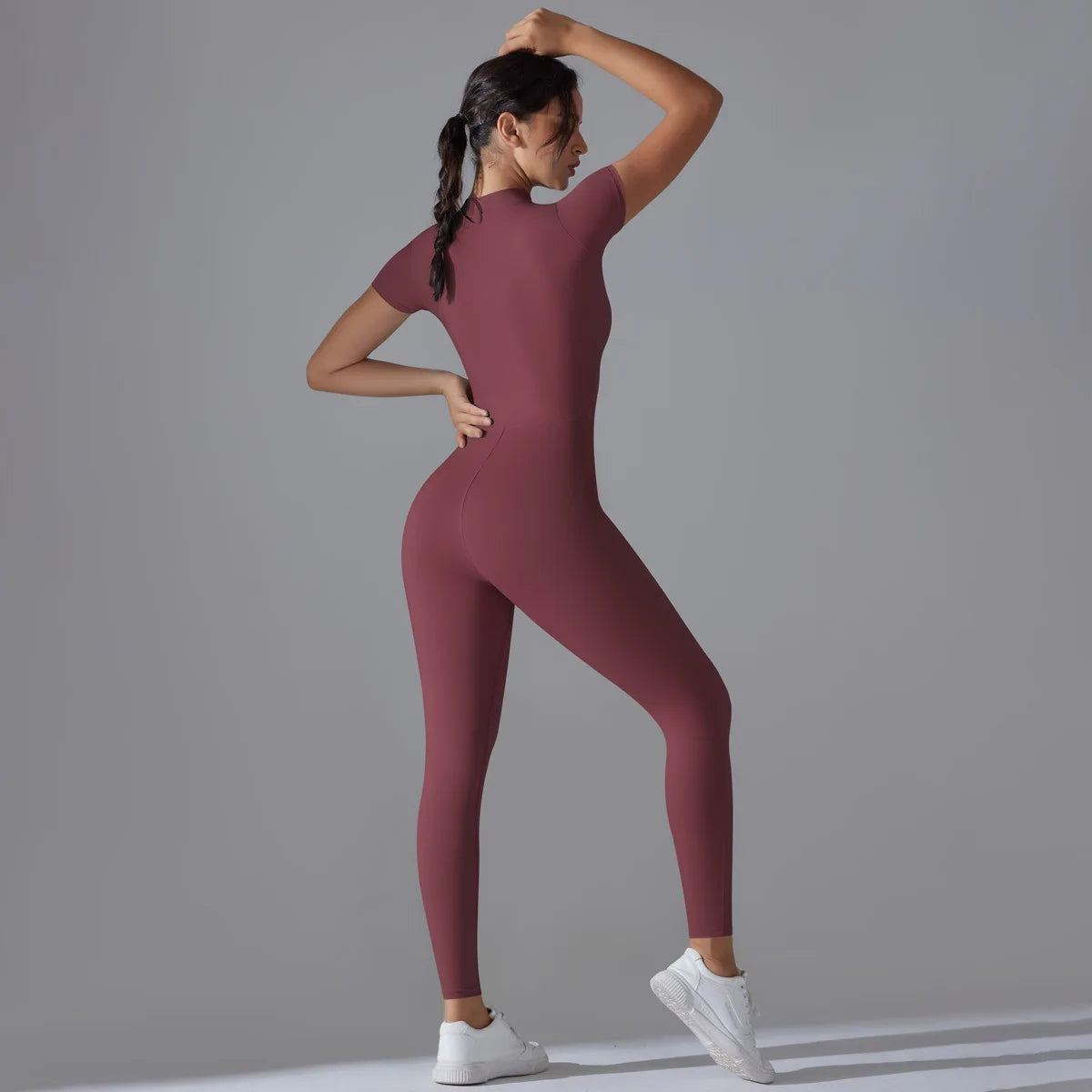 Women Zipper Bodysuits Fitness Sports Bodysuit Yoga Suit Breathable Quick Drying Sports Yoga Clothing Women Gym Push Up Workout
