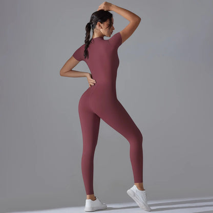 Women Zipper Bodysuits Fitness Sports Bodysuit Yoga Suit Breathable Quick Drying Sports Yoga Clothing Women Gym Push Up Workout