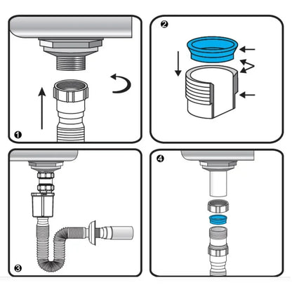Tubo flexible de desagüe para cocina de 36-79 cm, para lavabo de baño, manguera de plomería galvanizada, manguera extensible.