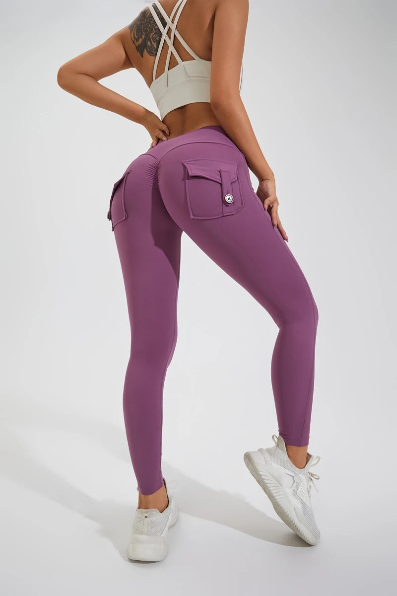 Pantalones de yoga DIAS FIT JOY de nailon, con bolsillo en los glúteos, ajustados, para mujer, deportivos, de fitness, realzan la cadera, transpirables, sin línea en T.