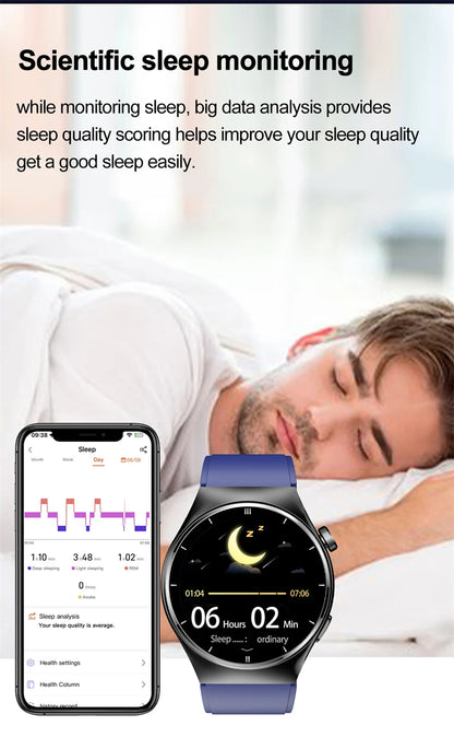 LIGE - Reloj inteligente para hombre de 1,46 pulgadas con terapia láser, control de lípidos, ácido úrico, VFC, llamadas, temperatura, deportivo y bienestar