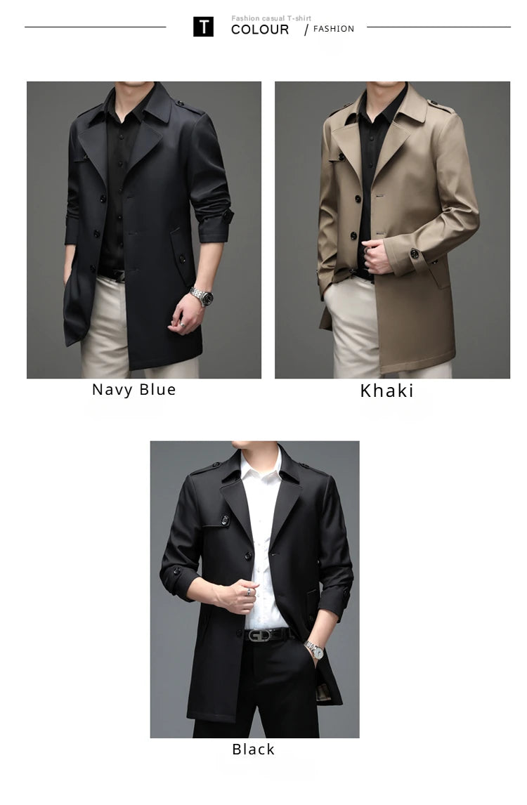 Gabardina de hombre, estilo casual o de negocios, ideal para otoño. Chaqueta larga estilo británico, versátil y con cuello de traje. Nueva prenda urbana.