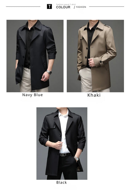 Gabardina de hombre, estilo casual o de negocios, ideal para otoño. Chaqueta larga estilo británico, versátil y con cuello de traje. Nueva prenda urbana.