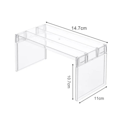 Organizadores de refrigerador, estantes de almacenamiento, separadores en capas para refrigerador, soporte de escritorio transparente, ahorra espacio, accesorios de cocina