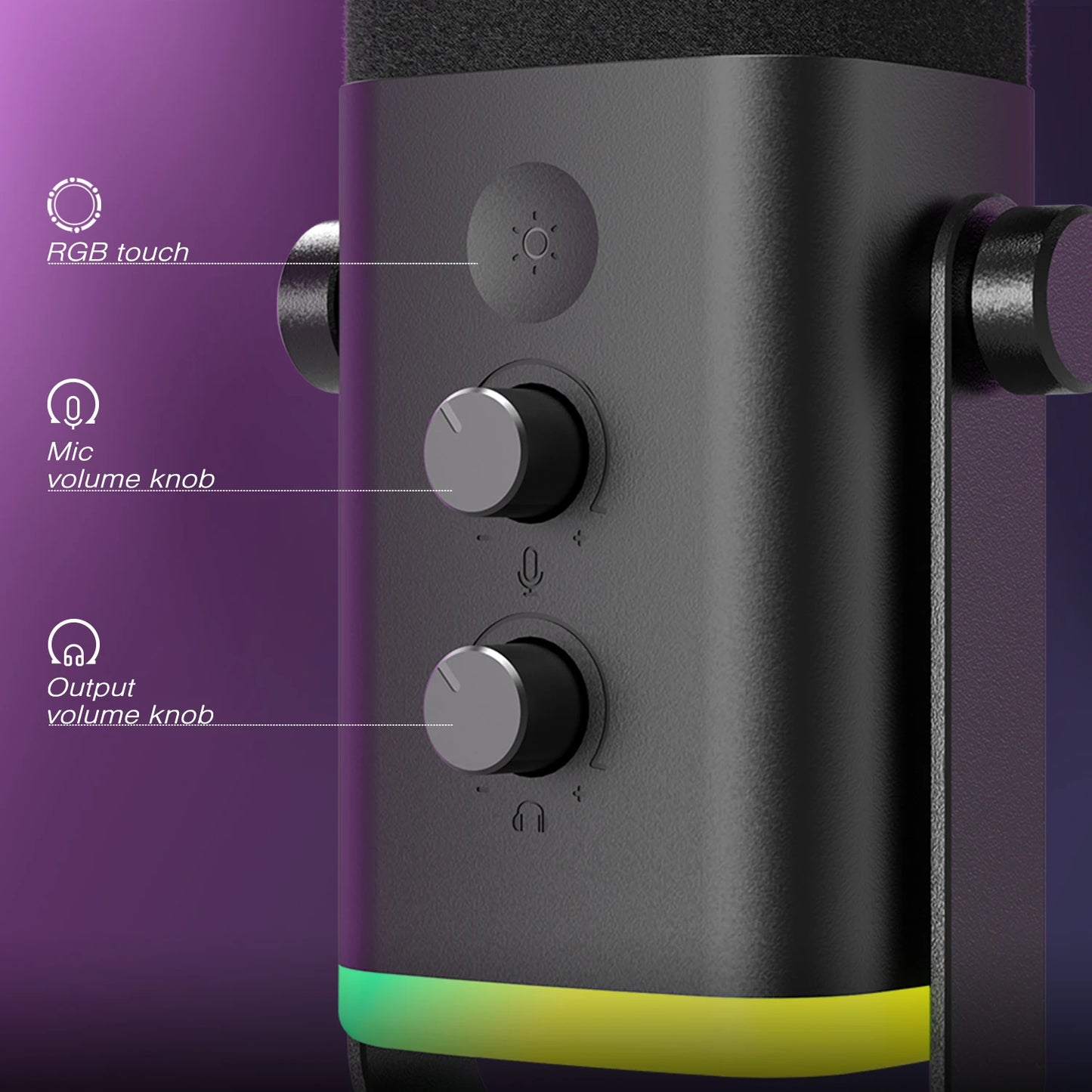 Micrófono dinámico FIFINE USB/XLR con botón de silencio táctil, conector para auriculares, controles de E/S, para mezclador de PC PS5/4, micrófono para juegos Ampligame AM8