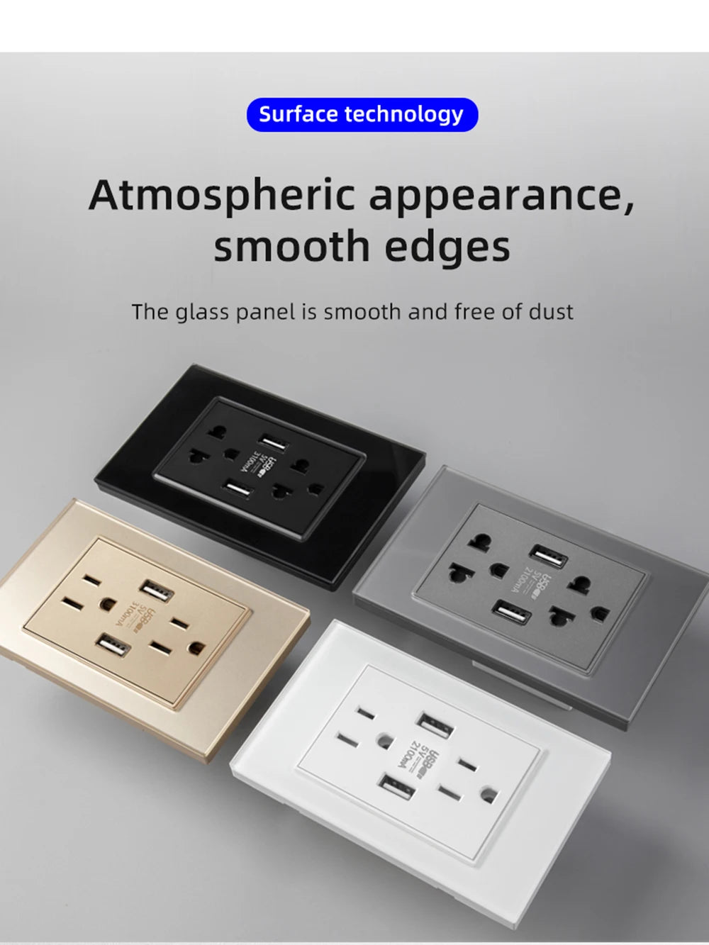 Adaptador de enchufe Herepow serie 118, enchufe de pared estándar americano con doble puerto USB, para electrodomésticos inteligentes, tipo C, carga rápida de 3,1 A.