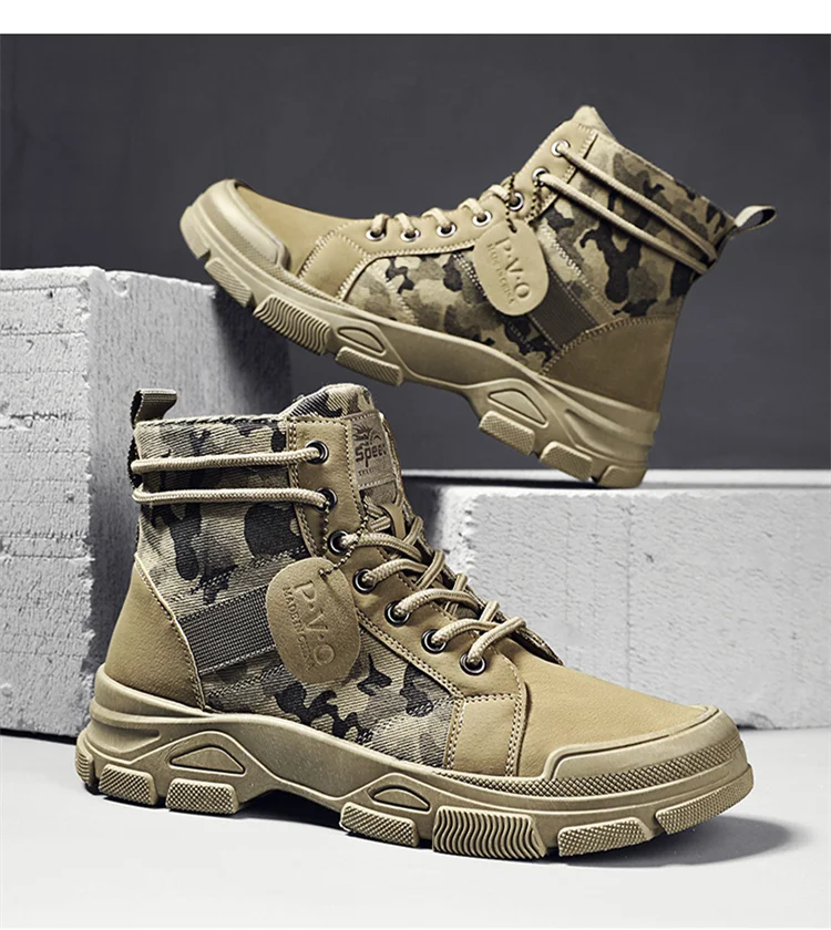 Botas militares para hombre y mujer, camuflaje, caqui, negro, caña alta, antideslizantes, tácticas, para mecánico, trabajo, escalada, zapatillas deportivas.