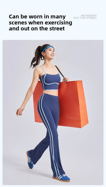 Nuevo traje deportivo para mujer, con efecto push-up, chaleco con tirantes ajustables, cintura alta, micropantalón y traje de yoga de alta elasticidad.