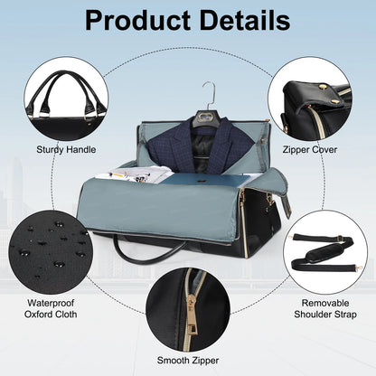 Bolsa de almacenamiento de trajes plegable de gran capacidad, impermeable, de cuero PU, con correa para el hombro, maleta de viaje para viajes de negocios.