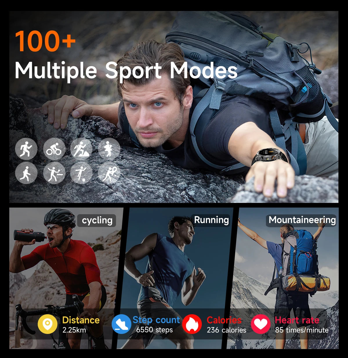 Reloj inteligente para hombre, nuevo, con batería de 1000 mAh, pantalla AMOLED HD de 1,7 pulgadas, control del ritmo cardíaco, linterna, llamadas Bluetooth, reloj inteligente de salud para hombre.