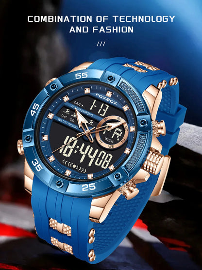 Nuevo reloj de pulsera de cuarzo original de lujo de la marca FOXBOX para hombre, reloj analógico digital resistente al agua de estilo militar a la moda para hombre