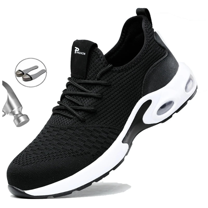 Zapatos de seguridad ligeros para hombre 2025, zapatillas de trabajo con puntera de acero, calzado de protección para hombre, antiaplastamiento, antipinchazos, zapatos indestructibles.