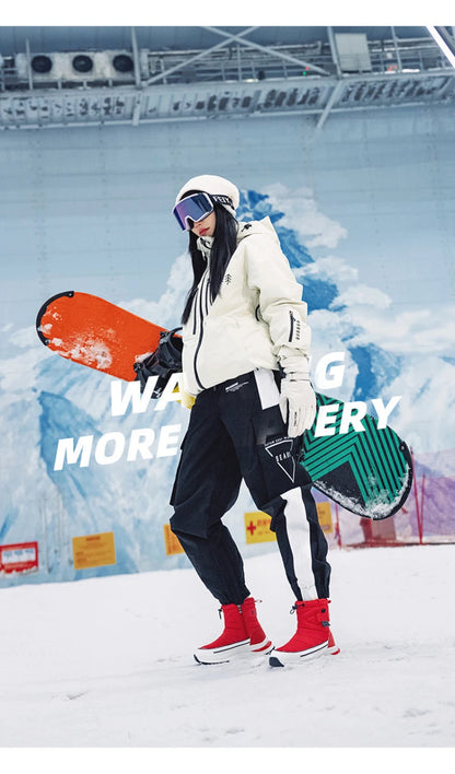 Botas de nieve de invierno para mujer, de terciopelo grueso, de viaje, cálidas, antideslizantes, de algodón, de tubo medio, informales y cómodas.